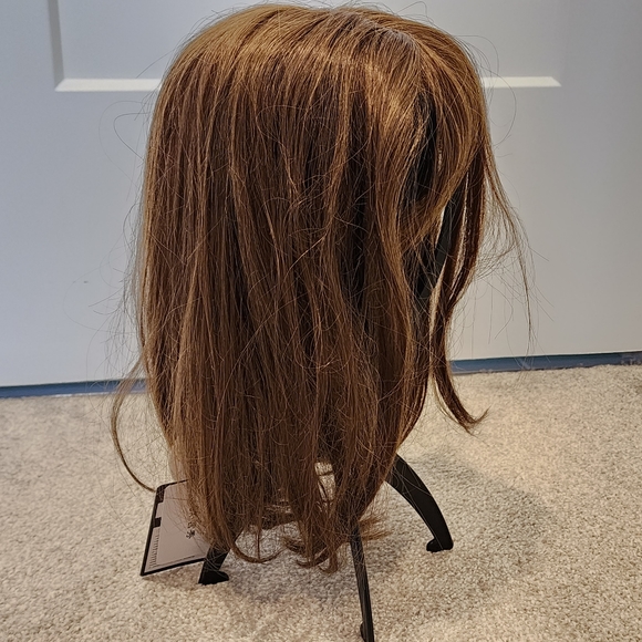 Chestnut Brown Synthetic Mid-length Bob Wig with Bangs One-Size - Picture 2 of 14